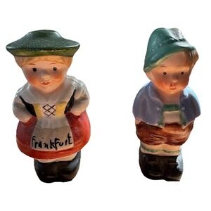 Vintage German Porcelain Frankfurt Boy&Girl Salt Pepper Shakers  Marked Germany